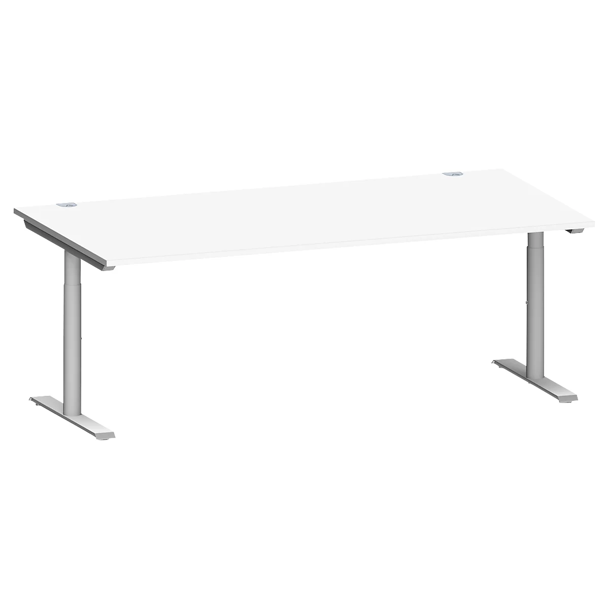 Schäfer Shop Genius Schreibtisch MODENA FLEX, T-Fuß-Rundrohr, B 2000 x T 1000 mm, weiß/weißalu