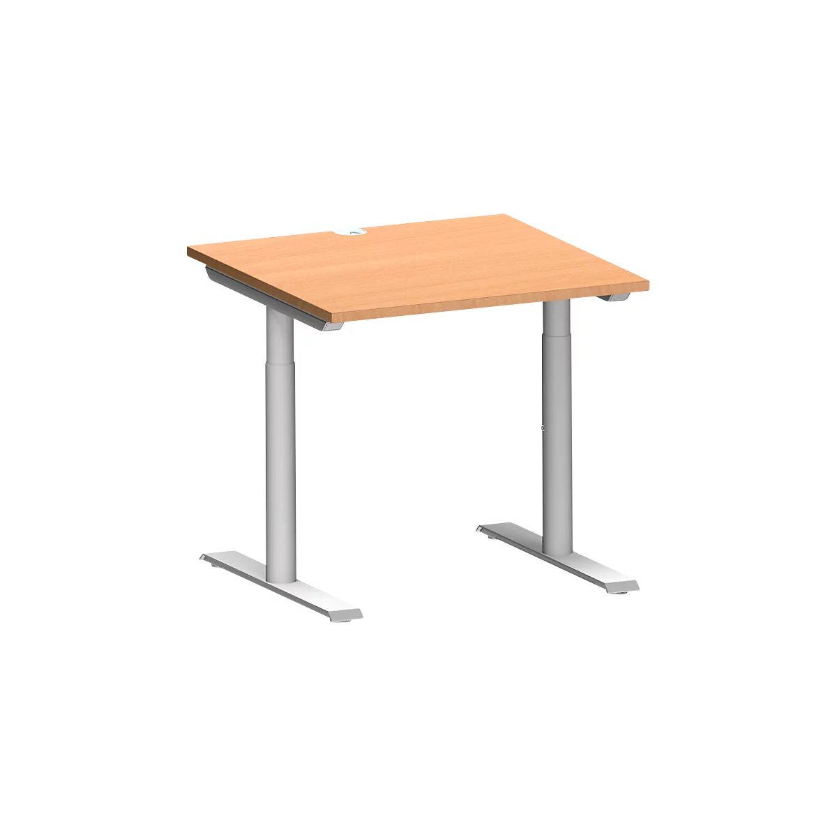 Schäfer Shop Genius Schreibtisch MODENA FLEX, T-Fuß-Rundrohr, B 800 x T 800 mm, buche/weißalu