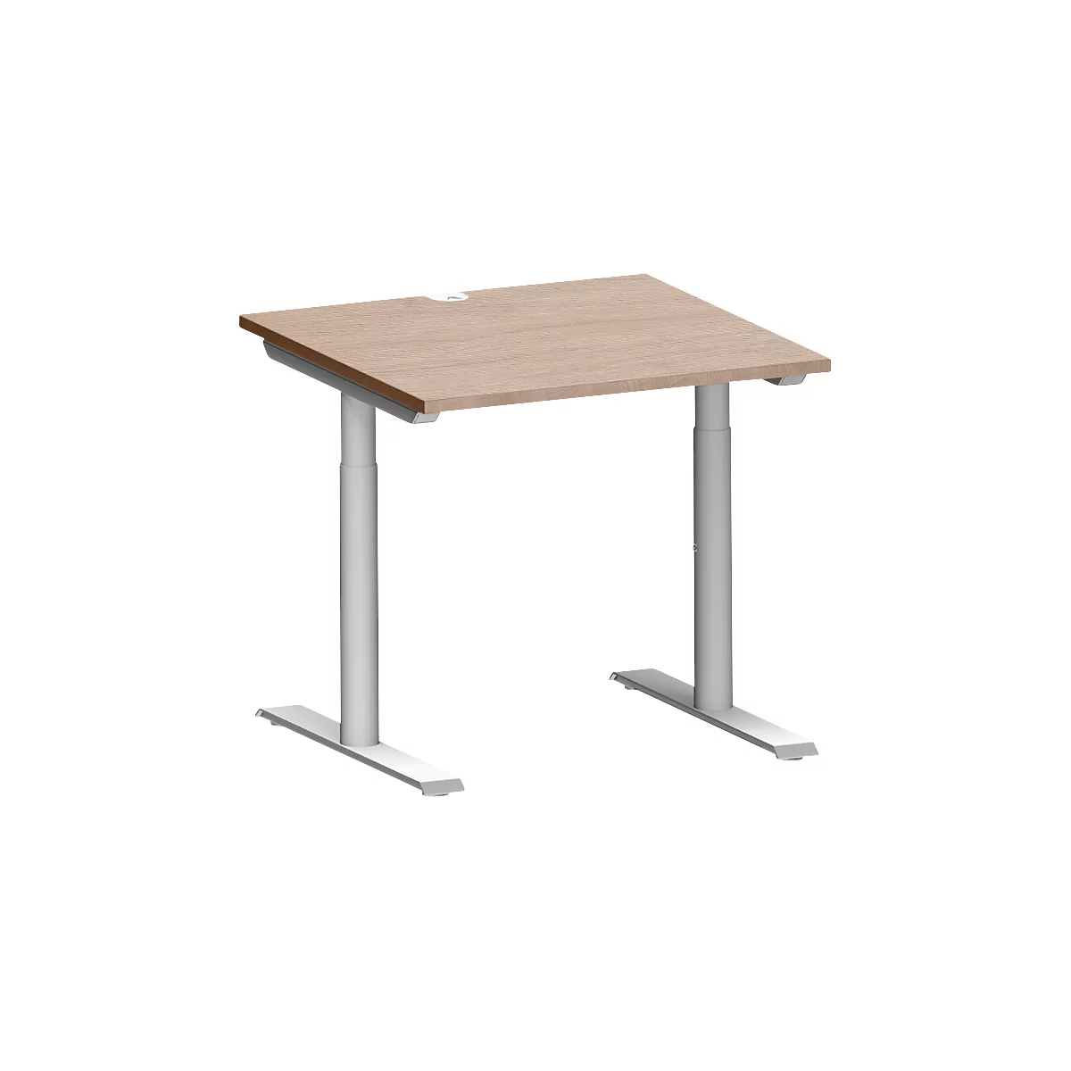 Schäfer Shop Genius Schreibtisch MODENA FLEX, T-Fuß-Rundrohr, B 800 x T 800 mm, Eiche-Dekor/weißalu