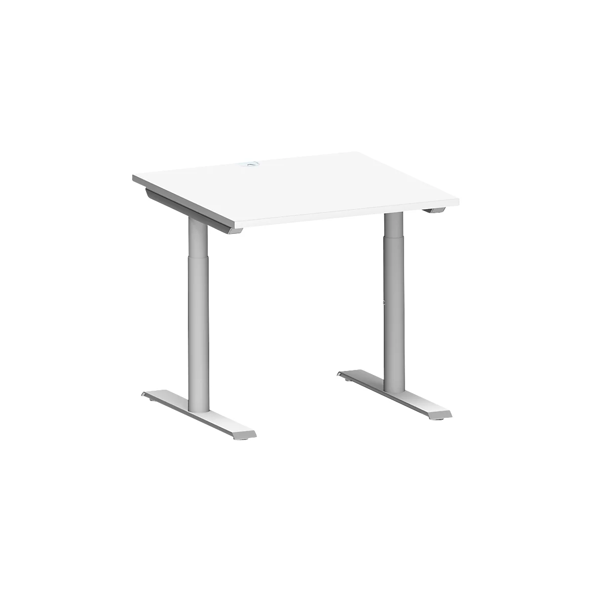 Schäfer Shop Genius Schreibtisch MODENA FLEX, T-Fuß-Rundrohr, B 800 x T 800 mm, weiß/weißalu