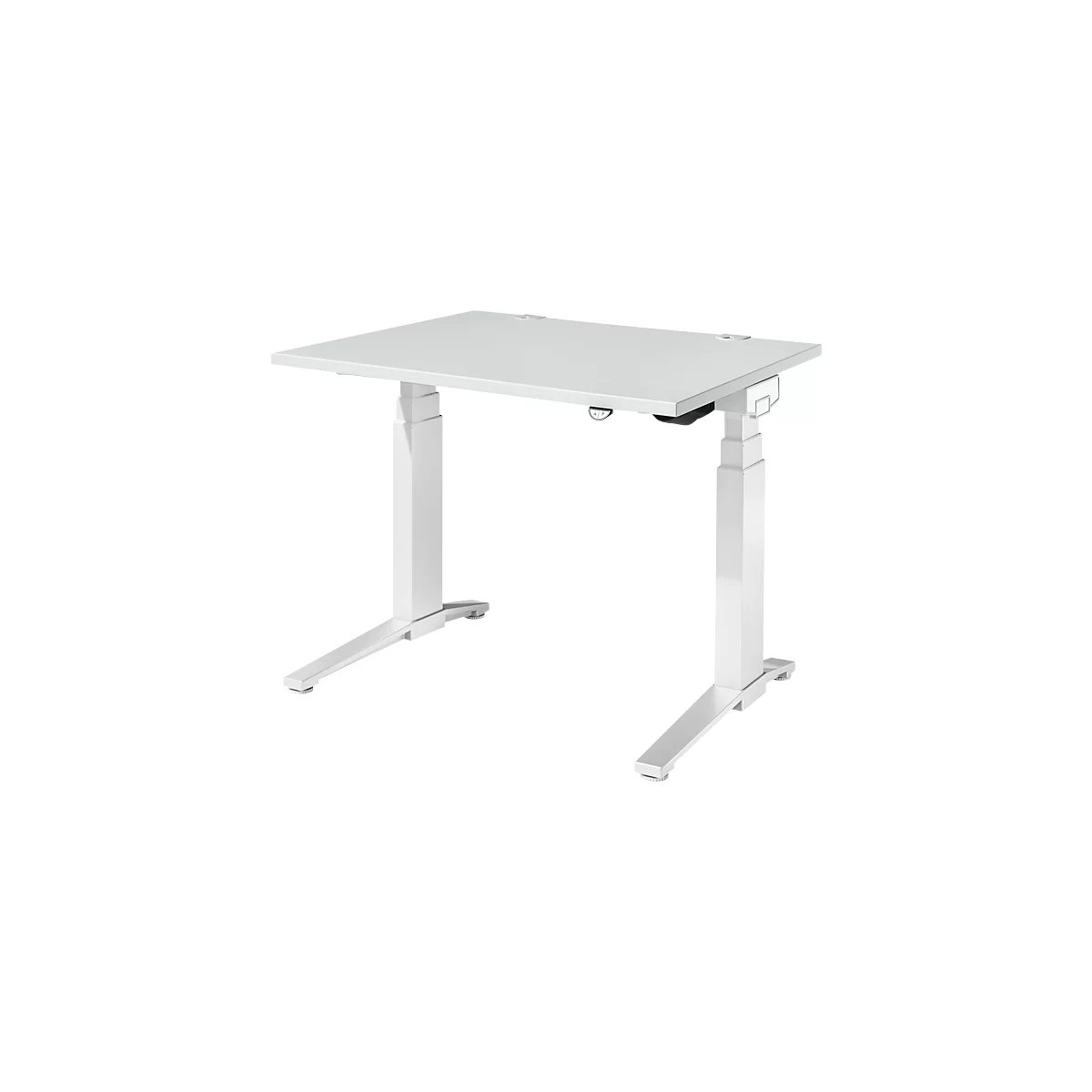 Schäfer Shop Genius Schreibtisch PLANOVA ERGOSTYLE, elektrisch höhenverstellbar, Rechteck, C-Fuß, B 1200 x T 800 x H 645-1305 mm, lichtgrau/weiß 
