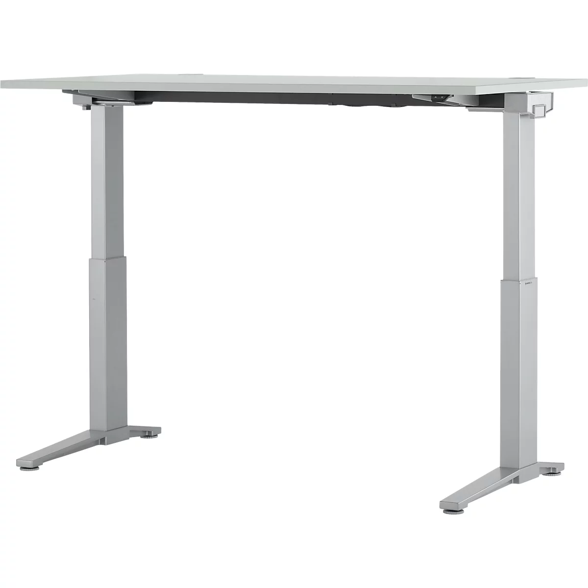 Schäfer Shop Genius Schreibtisch PLANOVA ERGOSTYLE, elektrisch höhenverstellbar, Rechteck, C-Fuß, B 1600 mm, lichtgrau/weißalu 