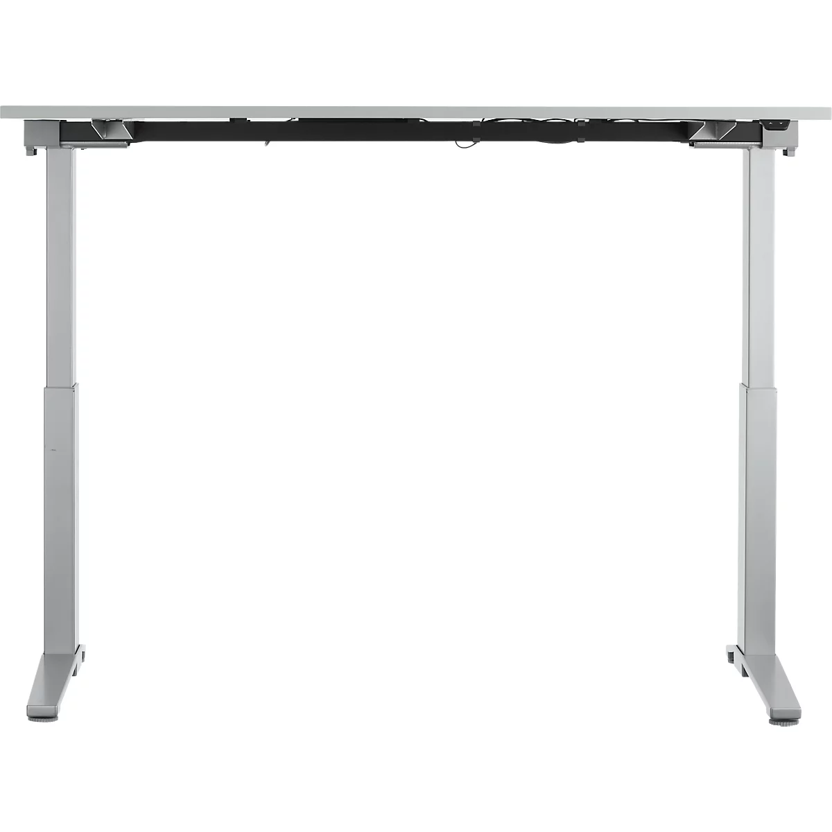 Schäfer Shop Genius Schreibtisch PLANOVA ERGOSTYLE, elektrisch höhenverstellbar, Rechteck, C-Fuß, B 1600 mm, lichtgrau/weißalu 