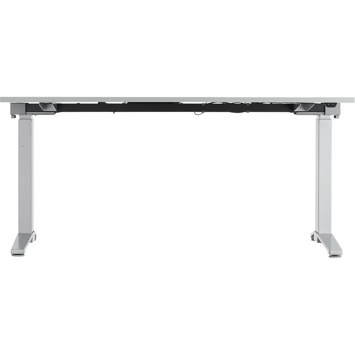 Schäfer Shop Genius Schreibtisch PLANOVA ERGOSTYLE, elektrisch höhenverstellbar, Rechteck, C-Fuß, B 1600 mm, lichtgrau/weißalu 