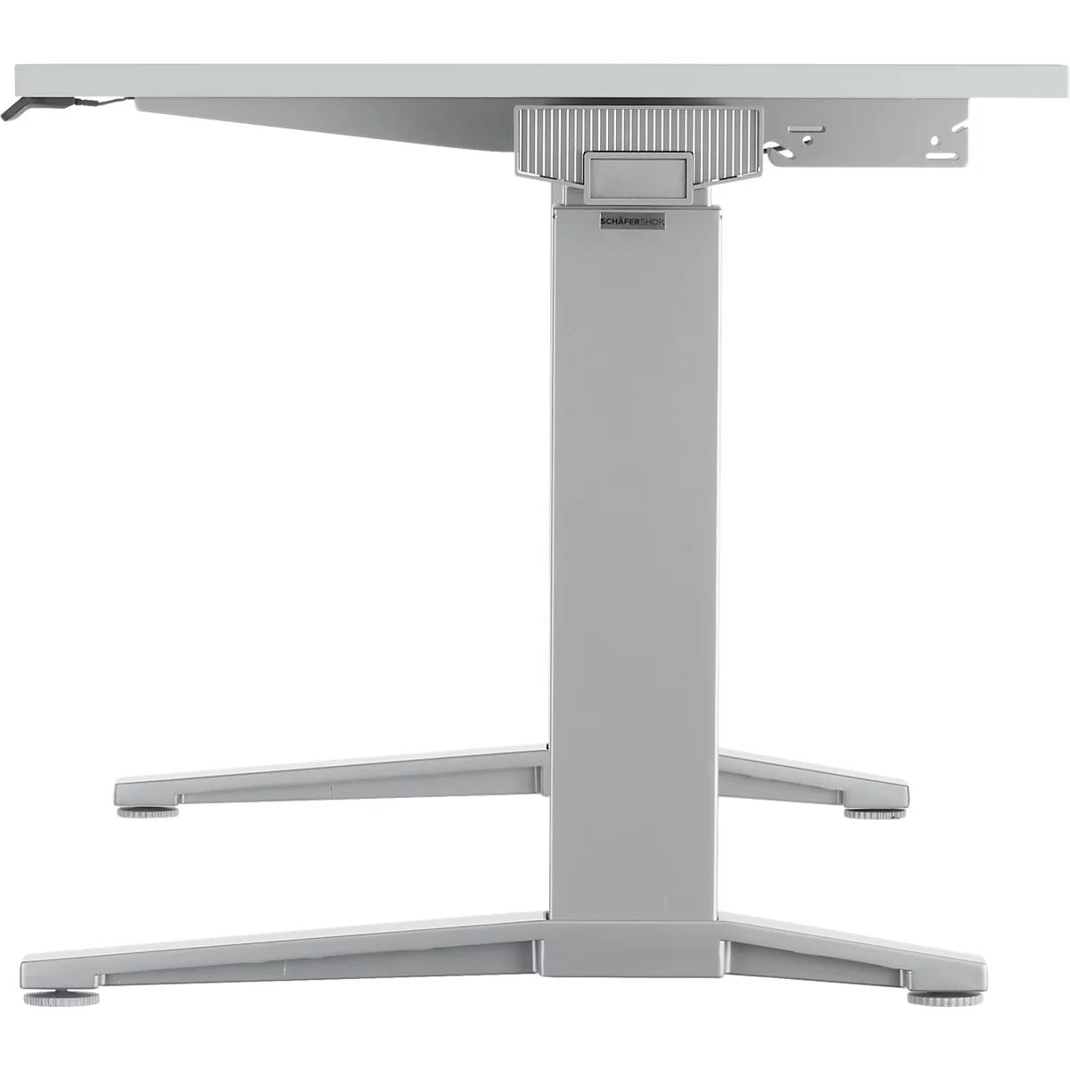 Schäfer Shop Genius Schreibtisch PLANOVA ERGOSTYLE, elektrisch höhenverstellbar, Rechteck, C-Fuß, B 1600 mm, lichtgrau/weißalu 