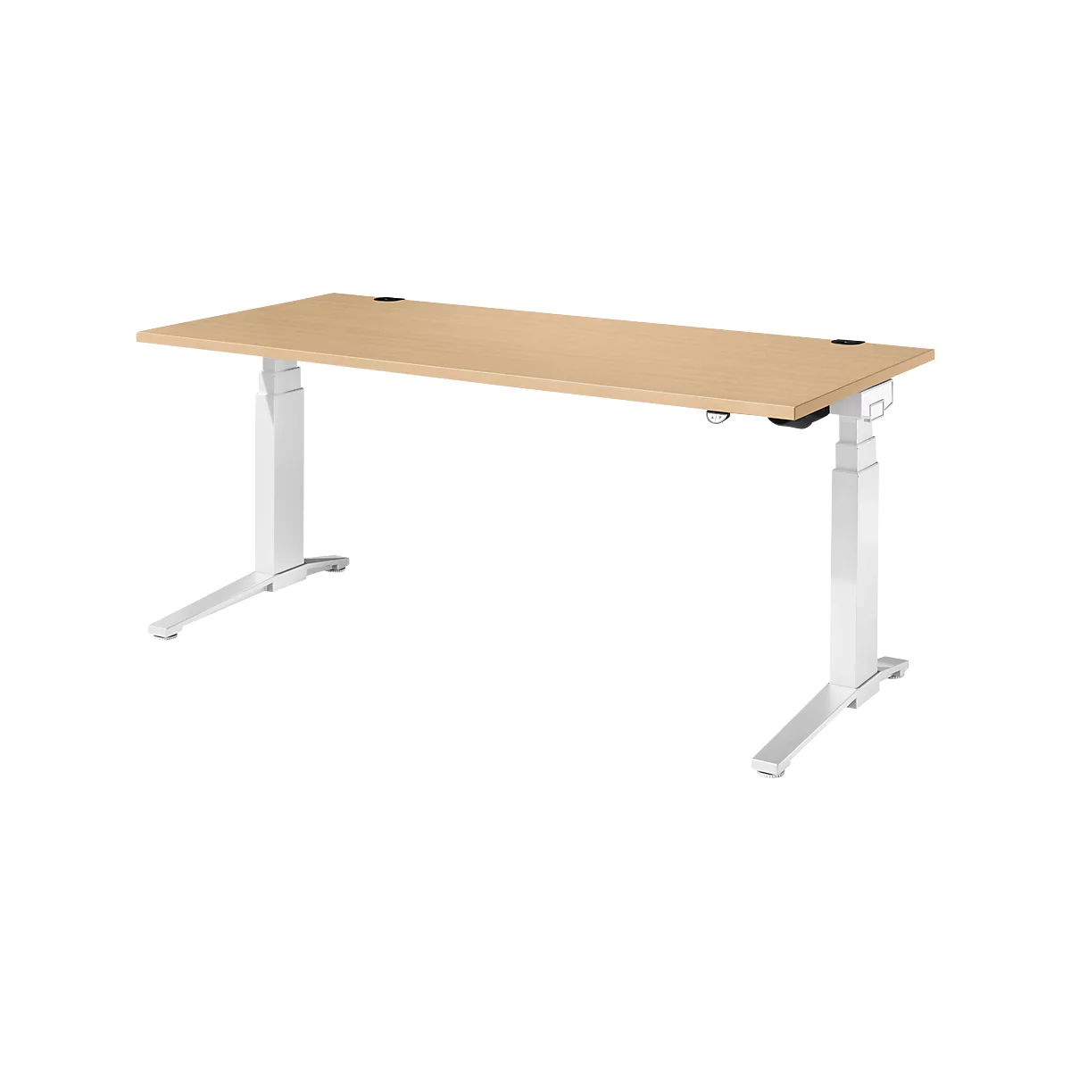 Schäfer Shop Genius Schreibtisch PLANOVA ERGOSTYLE, elektrisch höhenverstellbar, Rechteck, C-Fuß, B 1800 x T 800 x H 645-1305 mm, Ahorn/weiß 