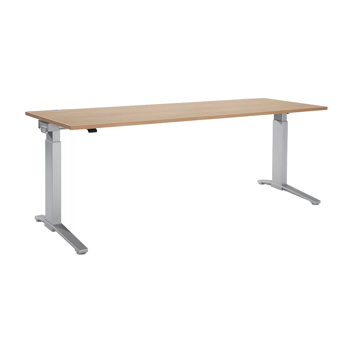 Schäfer Shop Genius Schreibtisch PLANOVA ERGOSTYLE, elektrisch höhenverstellbar, Rechteck, C-Fuß, B 2000 mm, Kirsche Romana/weißalu