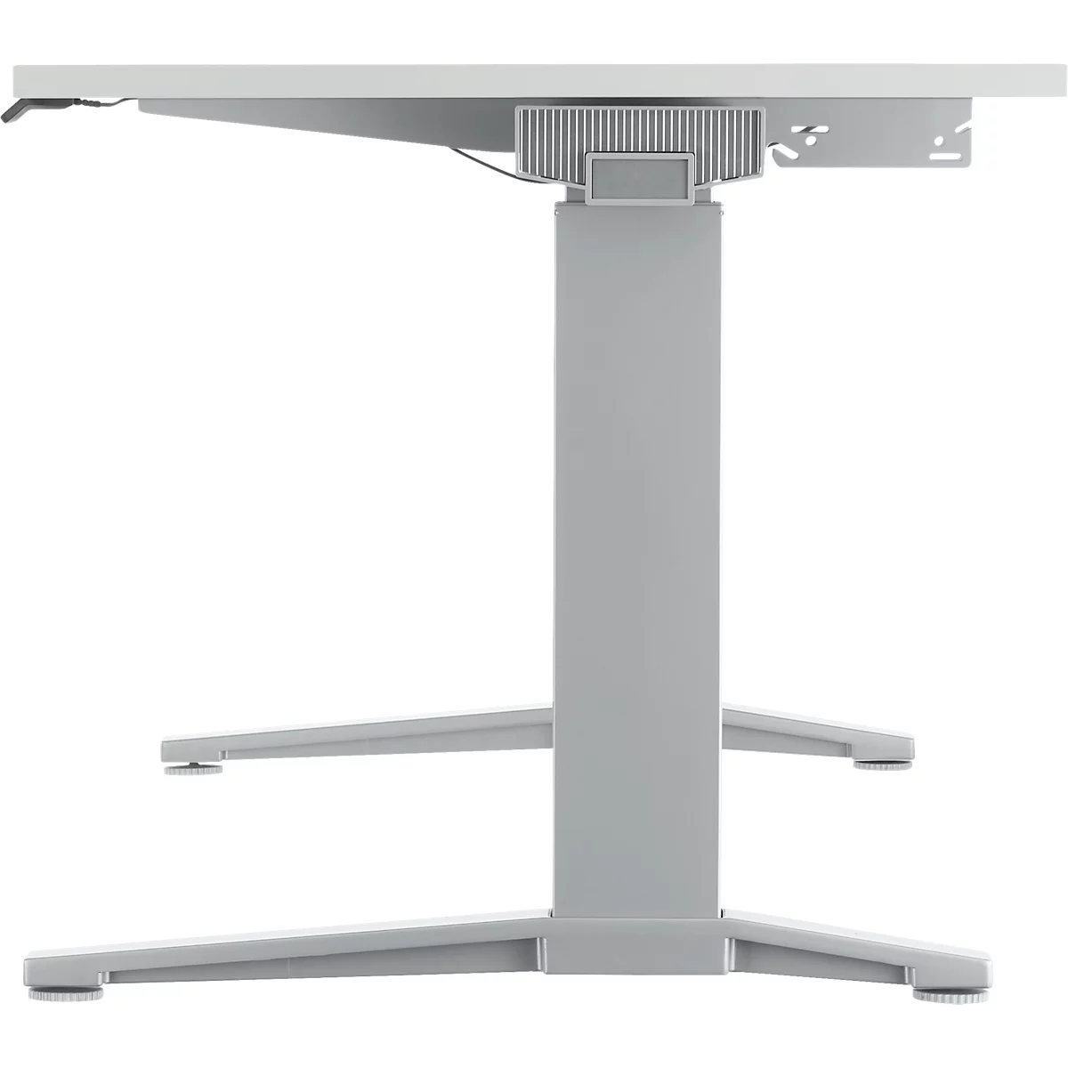 Schäfer Shop Genius Schreibtisch PLANOVA ERGOSTYLE, elektrisch höhenverstellbar, Rechteck, C-Fuß, B 2000 mm, lichtgrau/weißalu 