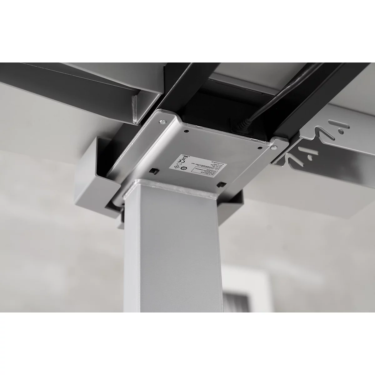 Schäfer Shop Genius Schreibtisch PLANOVA ERGOSTYLE, elektrisch höhenverstellbar, Rechteck, C-Fuß, B 2000 x T 800 x H 645-1305 mm, weiß/weißaluminium 