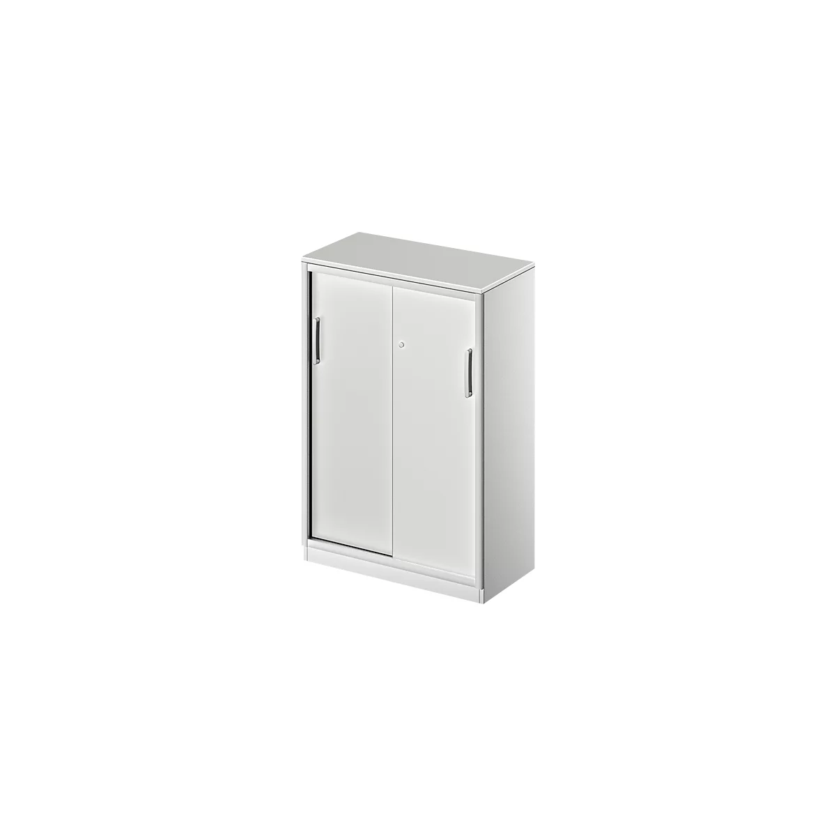 Schäfer Shop Genius Schuifdeurkast TETRIS SOLID, 3 ordnerhoogten, 2 legborden, B 800 mm, 19 mm afdekplaat, lichtgrijs/blank aluminium