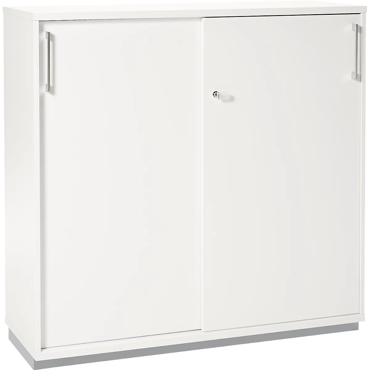 Schäfer Shop Genius schuifdeurkast TETRIS WOOD, 3 OH, 2 legborden, afsluitbaar, voetgeleiders &amp; stalen onderstel, B 1000 x D 421 x H 1160 mm, wit