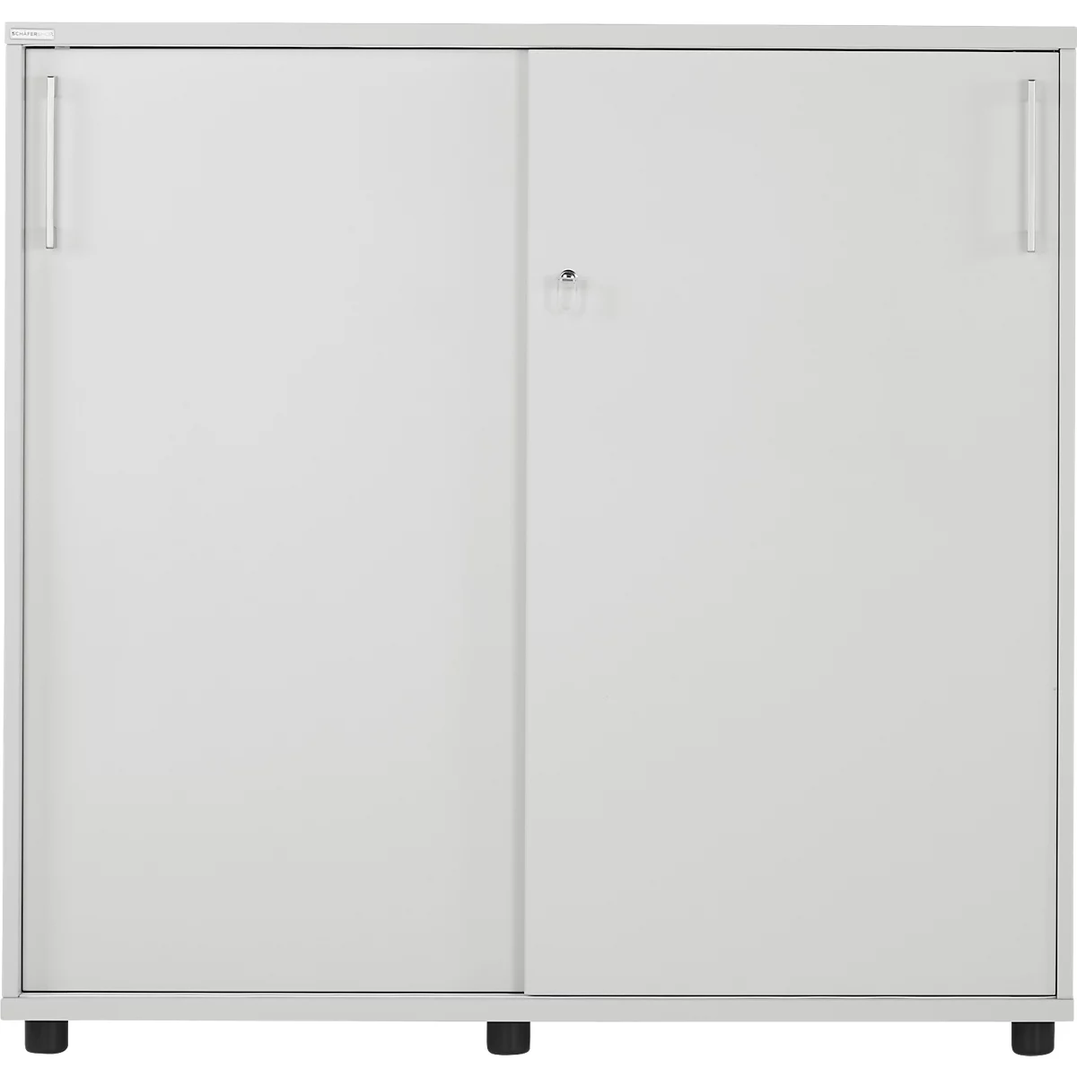 Schäfer Shop Genius schuifdeurkast TETRIS WOOD, 3 OH, B 1200 mm, hoogte incl. glijders, lichtgrijs