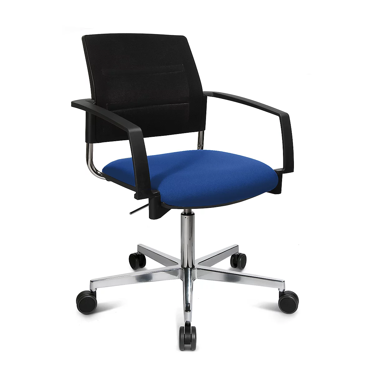 Schäfer Shop Genius Silla para visitas SSI Proline Visit S3+, respaldo de malla, ruedas universales, azul/negro