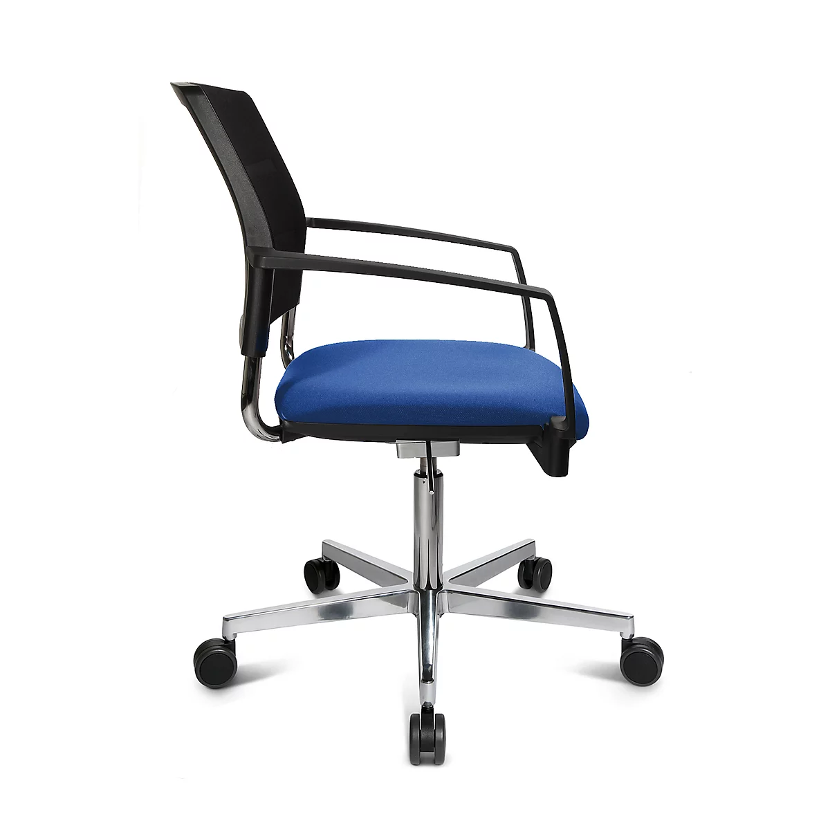 Schäfer Shop Genius Silla para visitas SSI Proline Visit S3+, respaldo de malla, ruedas universales, azul/negro