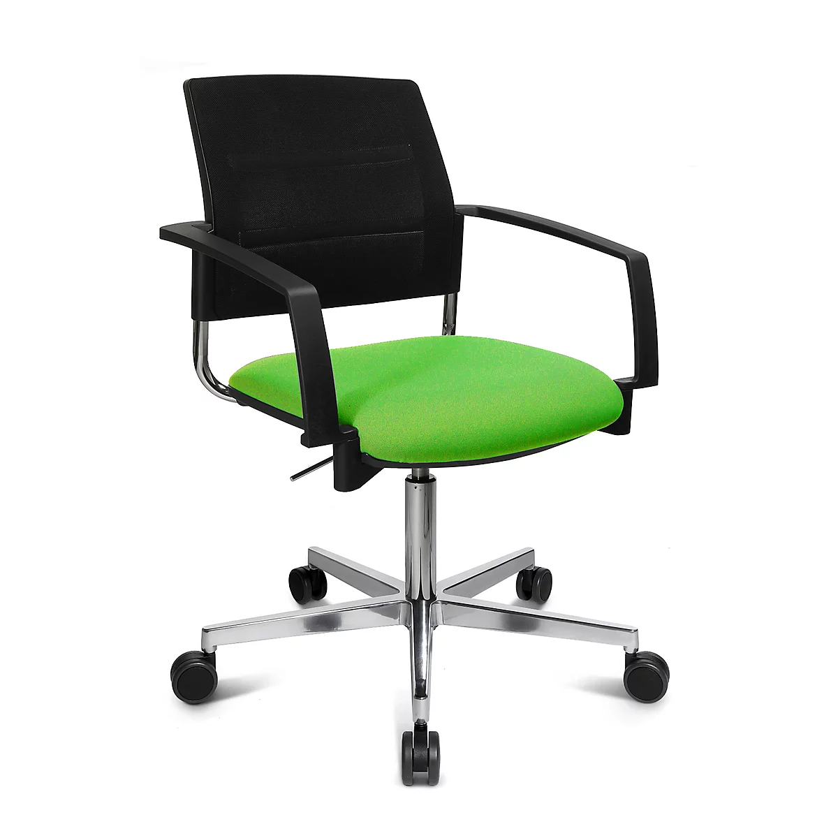 Schäfer Shop Genius Silla para visitas SSI Proline Visit S3+, respaldo de malla, ruedas universales, verde manzana/negro