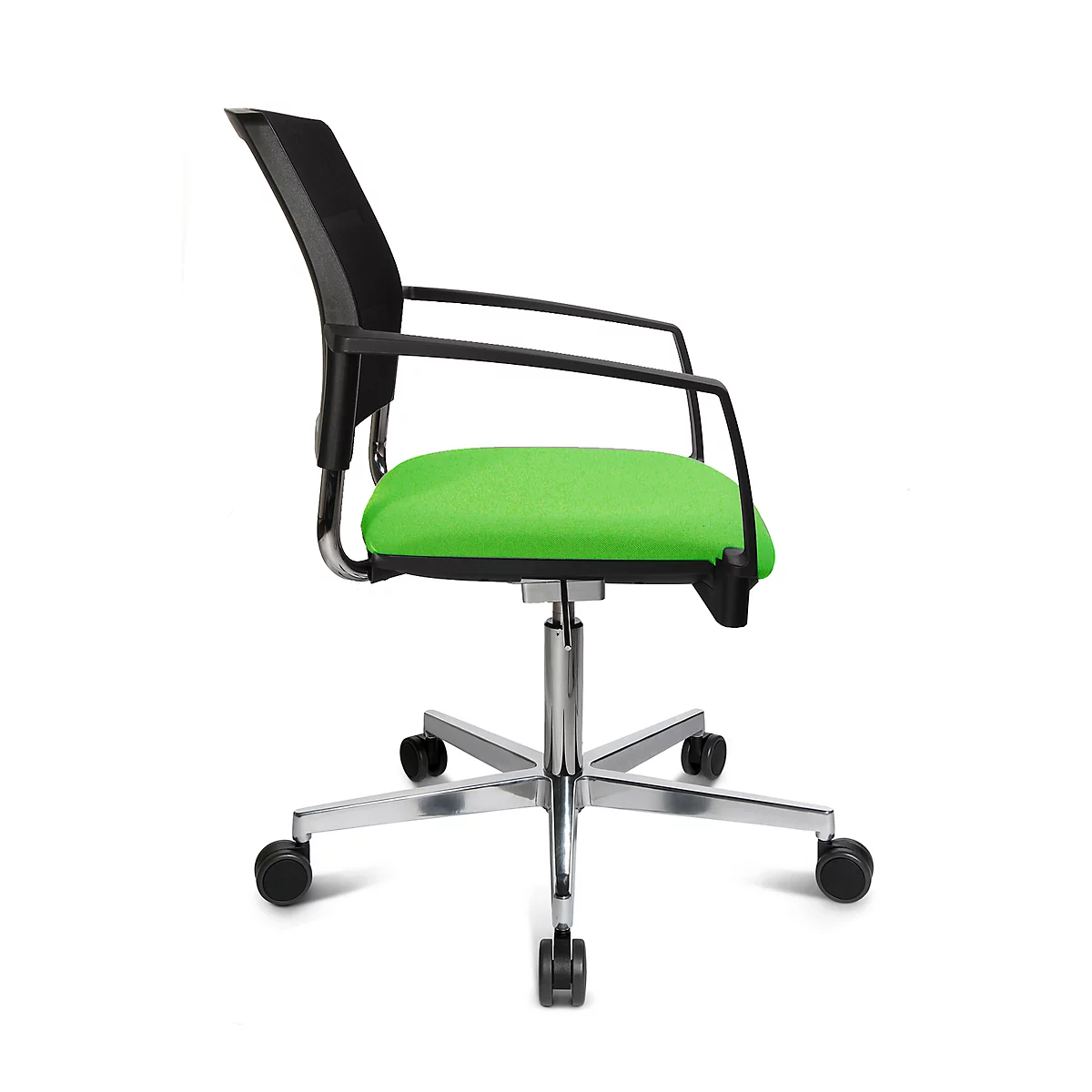 Schäfer Shop Genius Silla para visitas SSI Proline Visit S3+, respaldo de malla, ruedas universales, verde manzana/negro