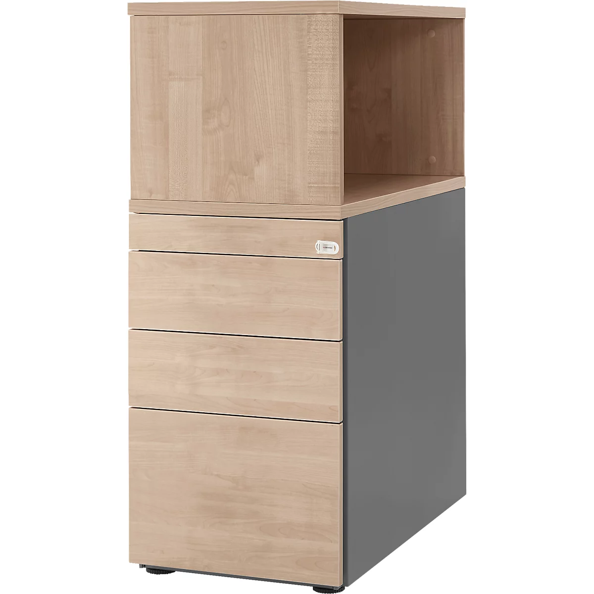 Schäfer Shop Genius sokkel met bovenblad, afsluitbaar, zijdelingse greepgleuf, eiken/antraciet
