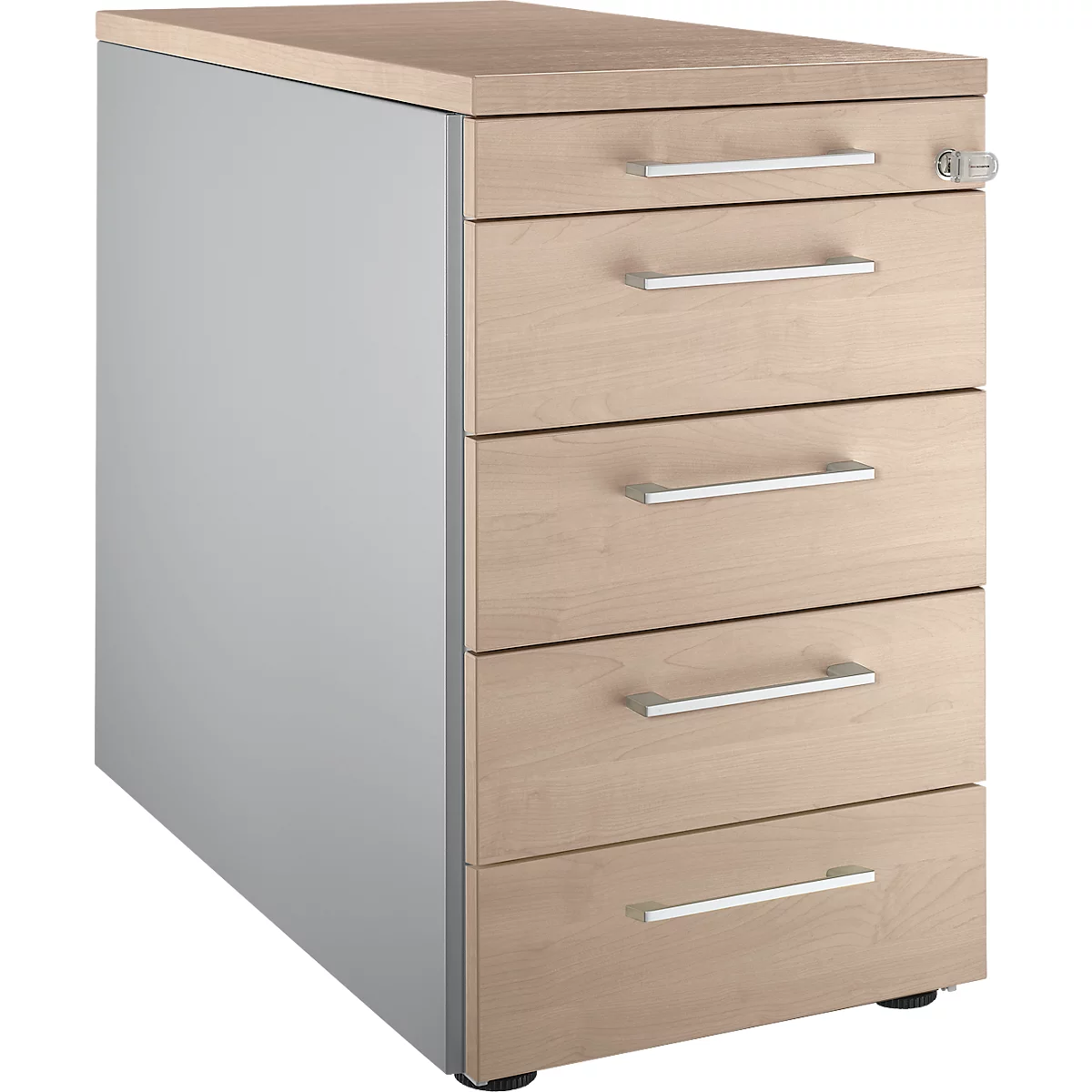 Schäfer Shop Genius Standcontainer 13333, mit Griff eckig, B 435 x H 717 mm, weißalu/weißalu/Eiche-Dekor