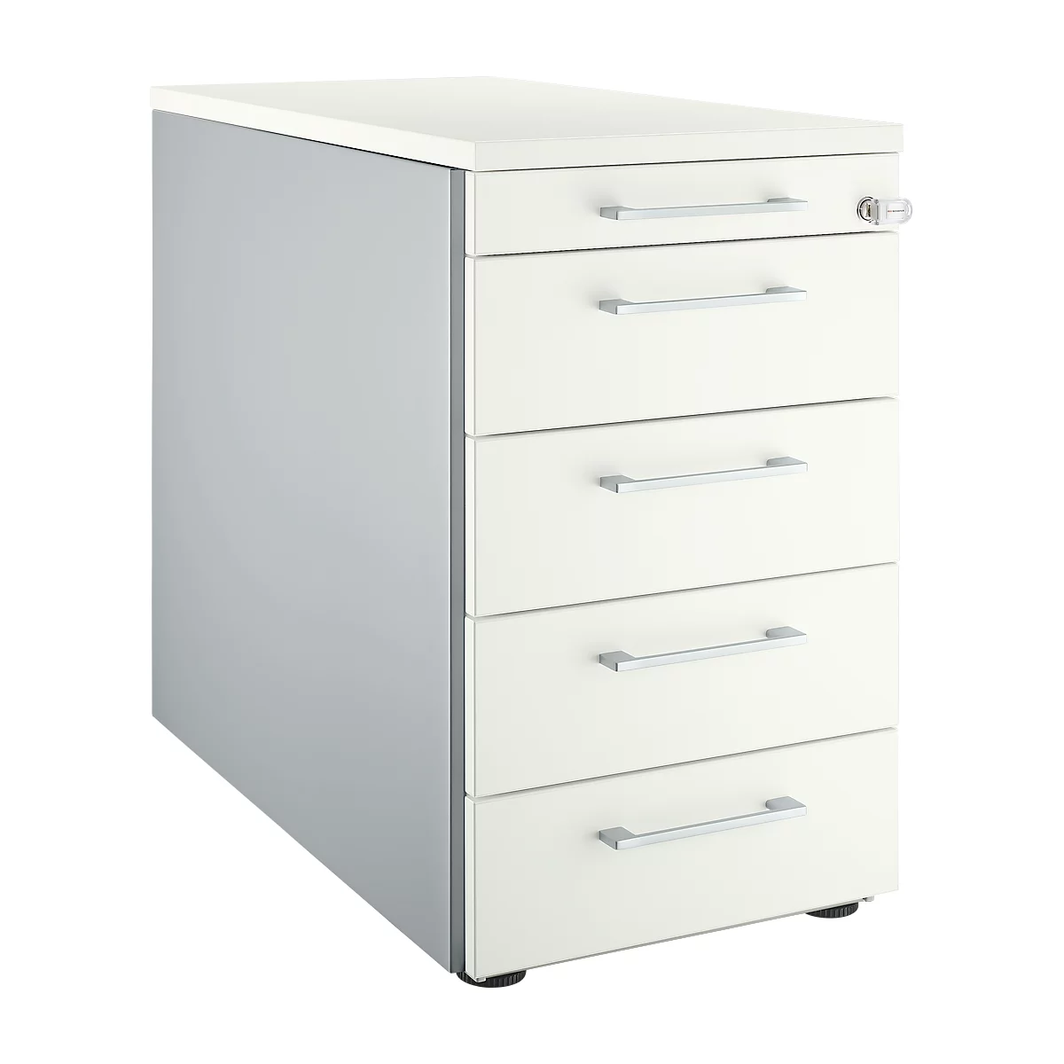 Schäfer Shop Genius Standcontainer 13333, mit Griff eckig, B 435 x H 717 mm, weißalu/weißalu/weiß 