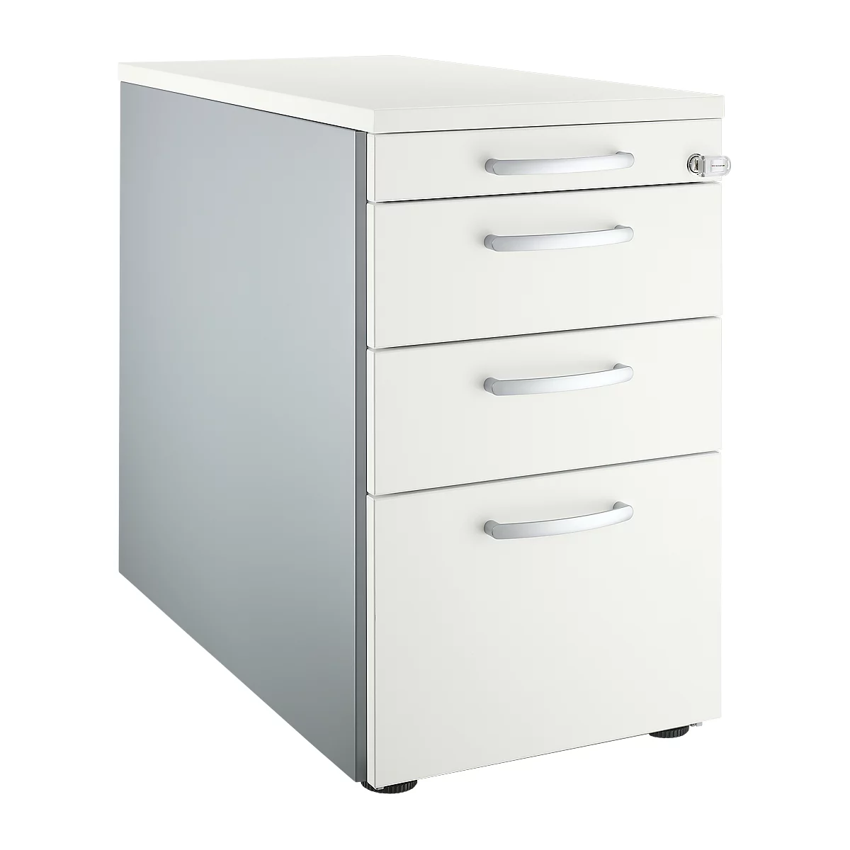Schäfer Shop Genius Standcontainer 1336, mit Griff rund, B 435 x H 717 mm, weißalu/weißalu/weiß