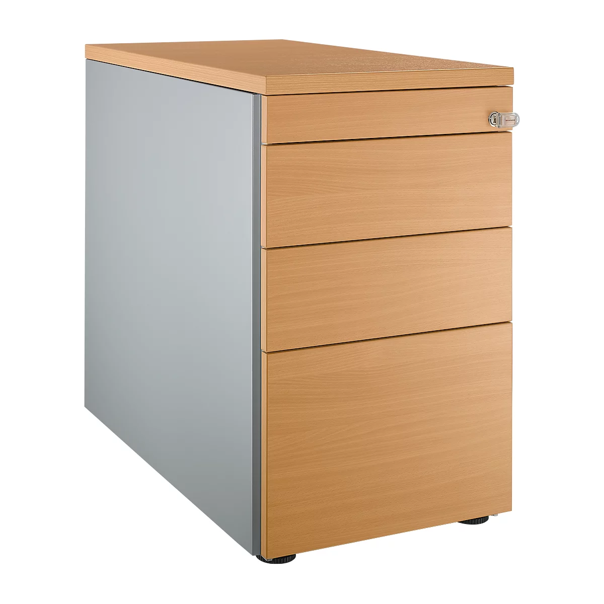 Schäfer Shop Genius Standcontainer 1336, mit Griffnut, B 435 x H 717 mm, weißalu/weißalu/Buche-Dekor