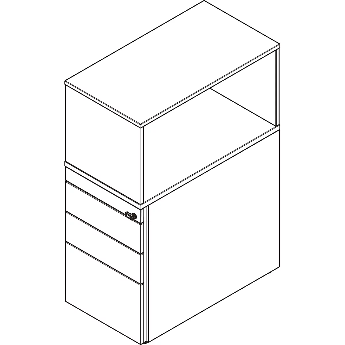 Schäfer Shop Genius Standcontainer mit Aufsatzregal, abschließbar, seitliche Griffnut, weiß
