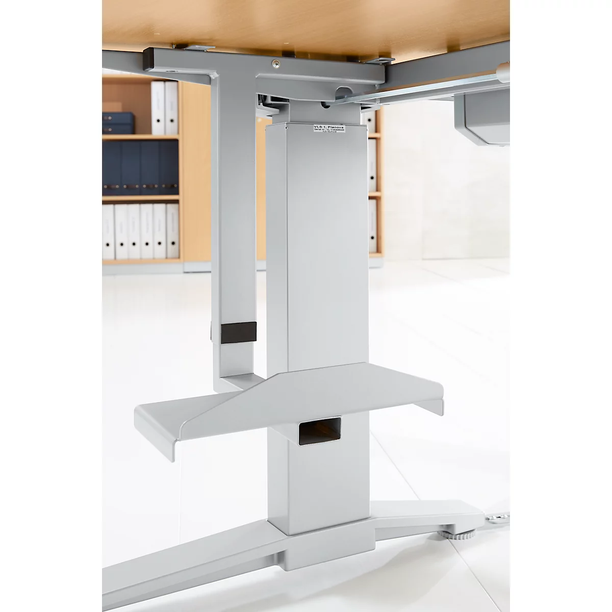 Schäfer Shop Genius Support d'unité centrale pour bureau e PLANOVA ERGOSTYLE, réglable en largeur et en hauteur, acier revêtu par poudre, alu blanc