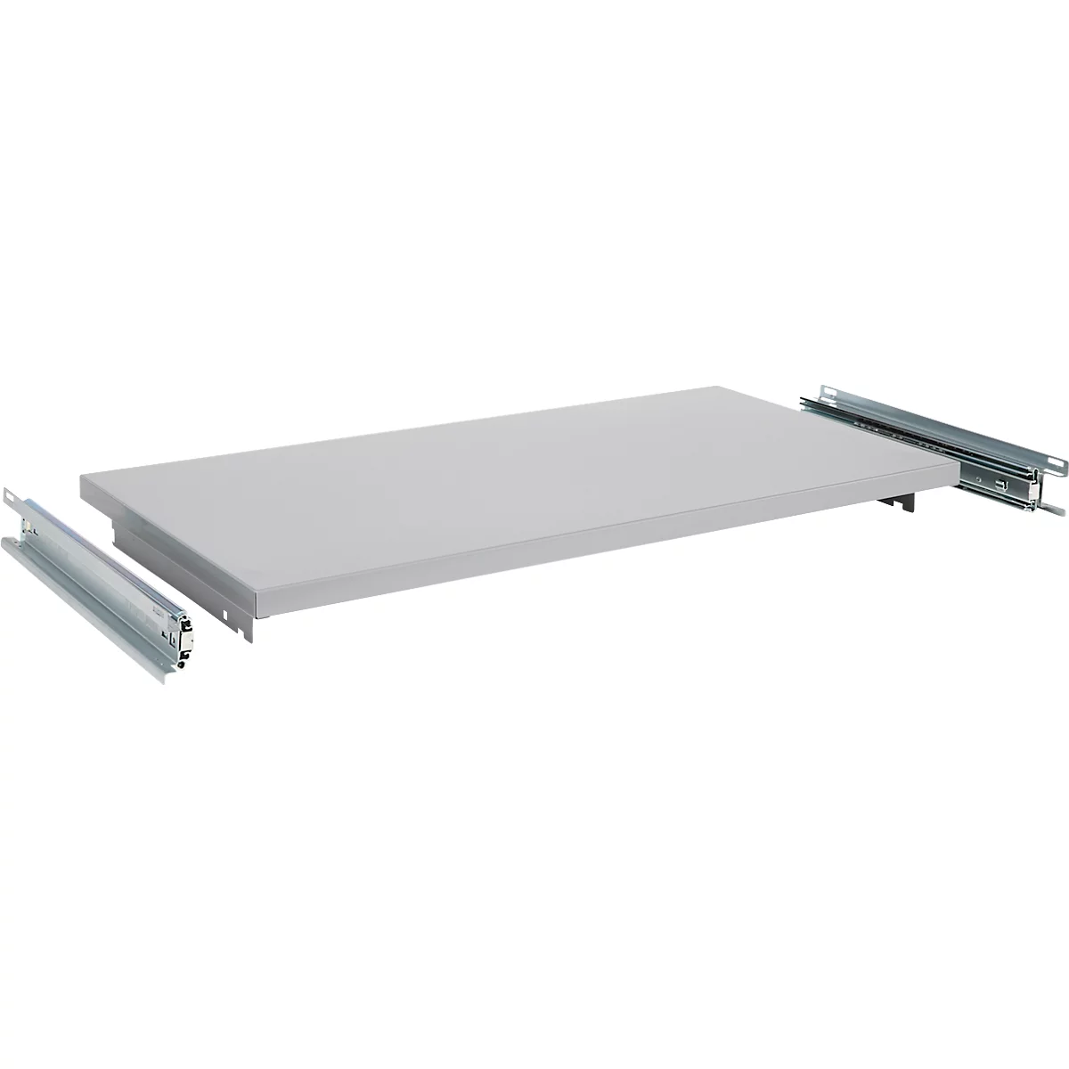 Schäfer Shop Genius Tablarauszug für FS Materialschränke, Stahlblech weißaluminium RAL 9006, B 910 x T 490 x H 80 mm