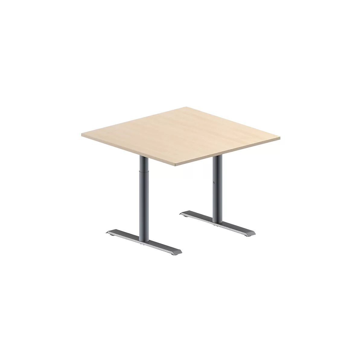 Schäfer Shop Genius Table d’appoint MODENA FLEX, hauteur réglable, carrée, tube rond pied-T, l. 1000 x P 1000 mm, décor érable 