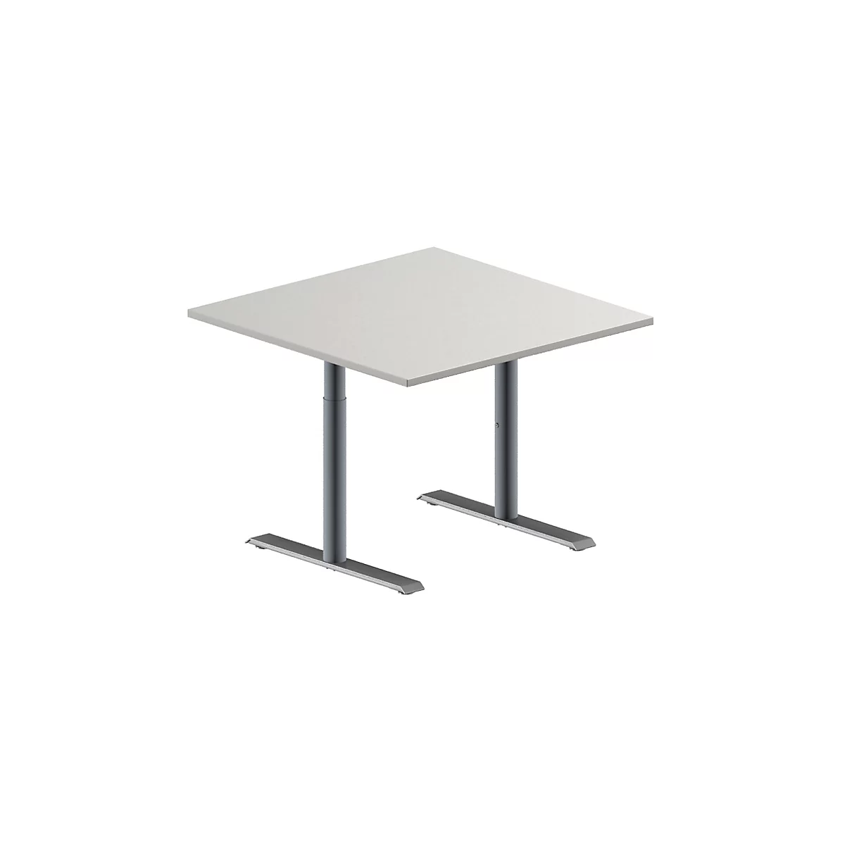 Schäfer Shop Genius Table d’appoint MODENA FLEX, hauteur réglable, carrée, tube rond pied-T, l. 1000 x P 1000 mm, gris clair 