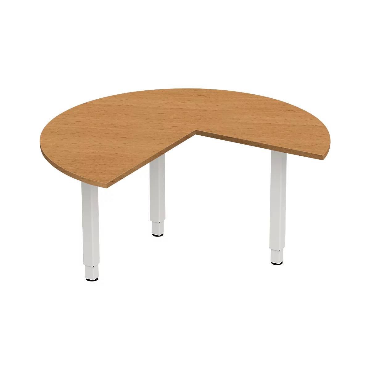 Schäfer Shop Genius Table d'extension PLANOVA ergoSTYLE, 3/4 de cercle, extension à droite ou à gauche, décor hêtre/blanc