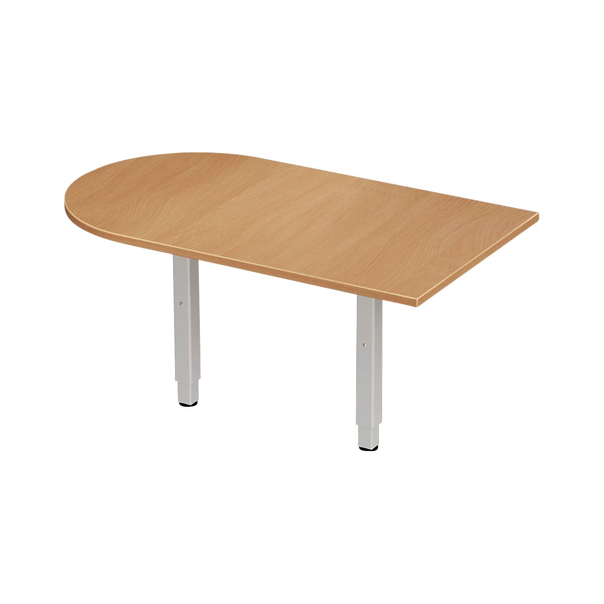 Schäfer Shop Genius Table d'extension PLANOVA ERGOSTYLE, forme arrondie, coloris hêtre/alu blanc 