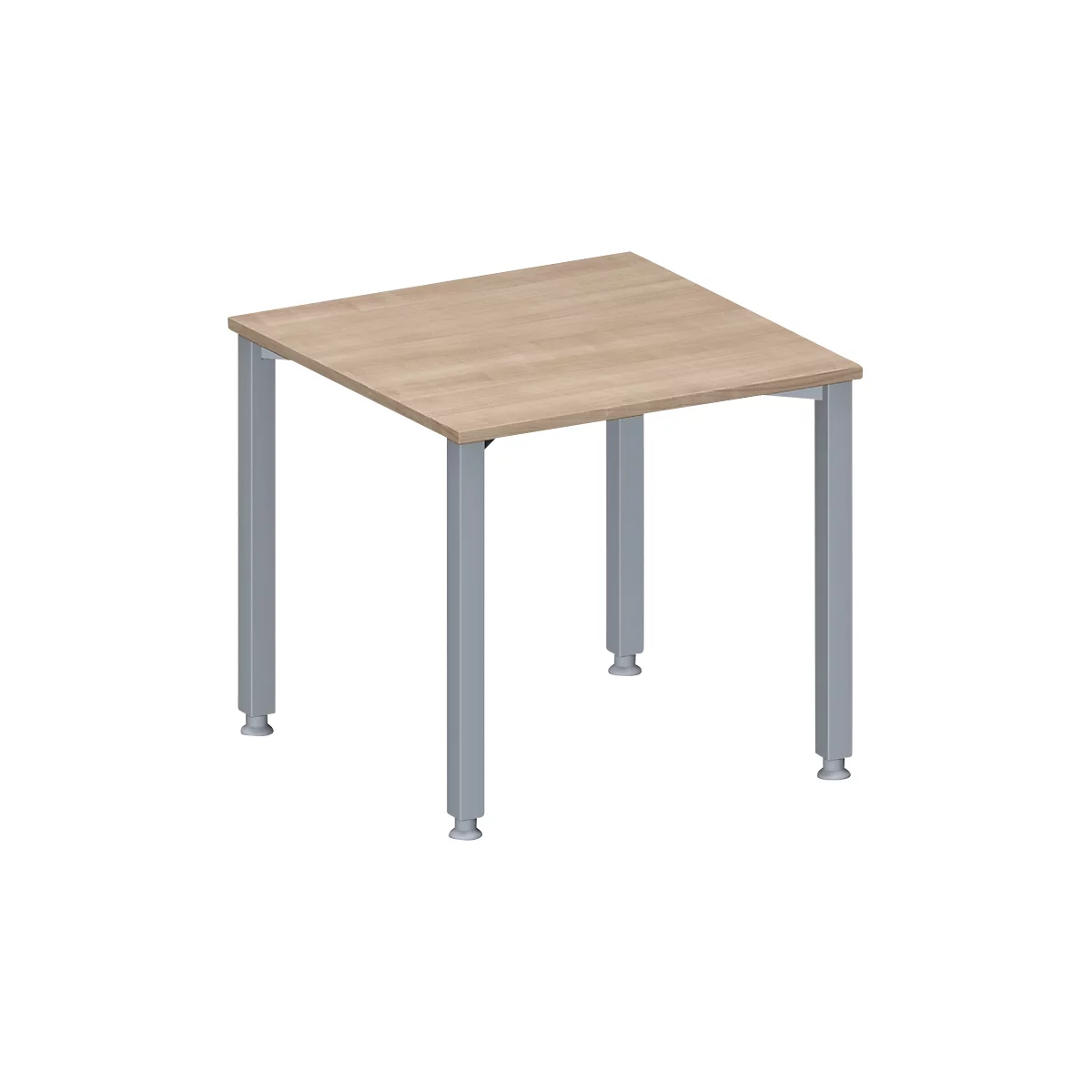 Schäfer Shop Genius Table de conférence MODENA FLEX, carrée, 4 pieds en tube carré, L 800 x P 800 x H 720-840 mm, chêne/aluminium blanc RAL 9006