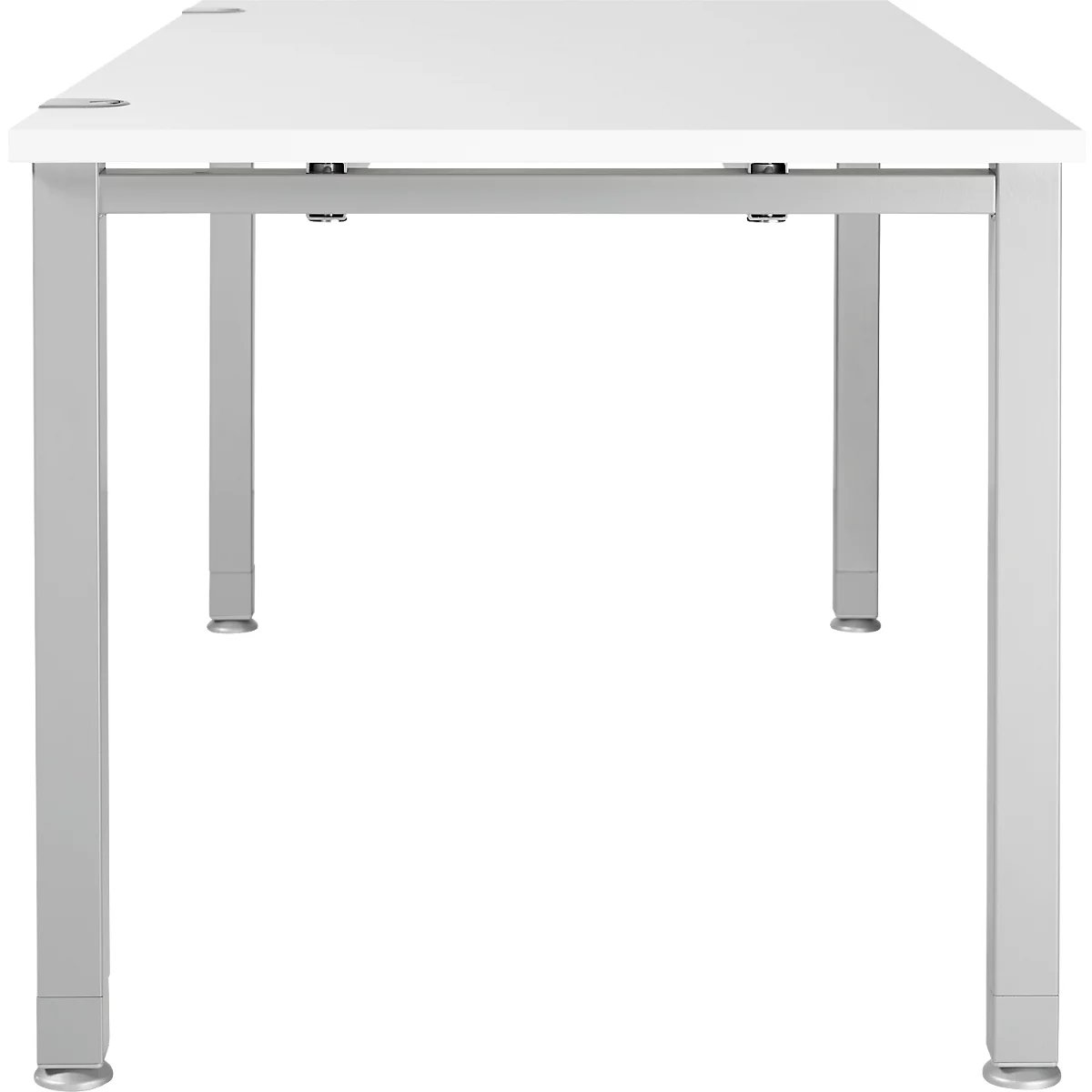 Schäfer Shop Genius Table de conférence MODENA FLEX, carrée, 4 pieds en tube carré, L 800 x P 800 x H 720-840 mm, gris clair/aluminium blanc RAL 9006