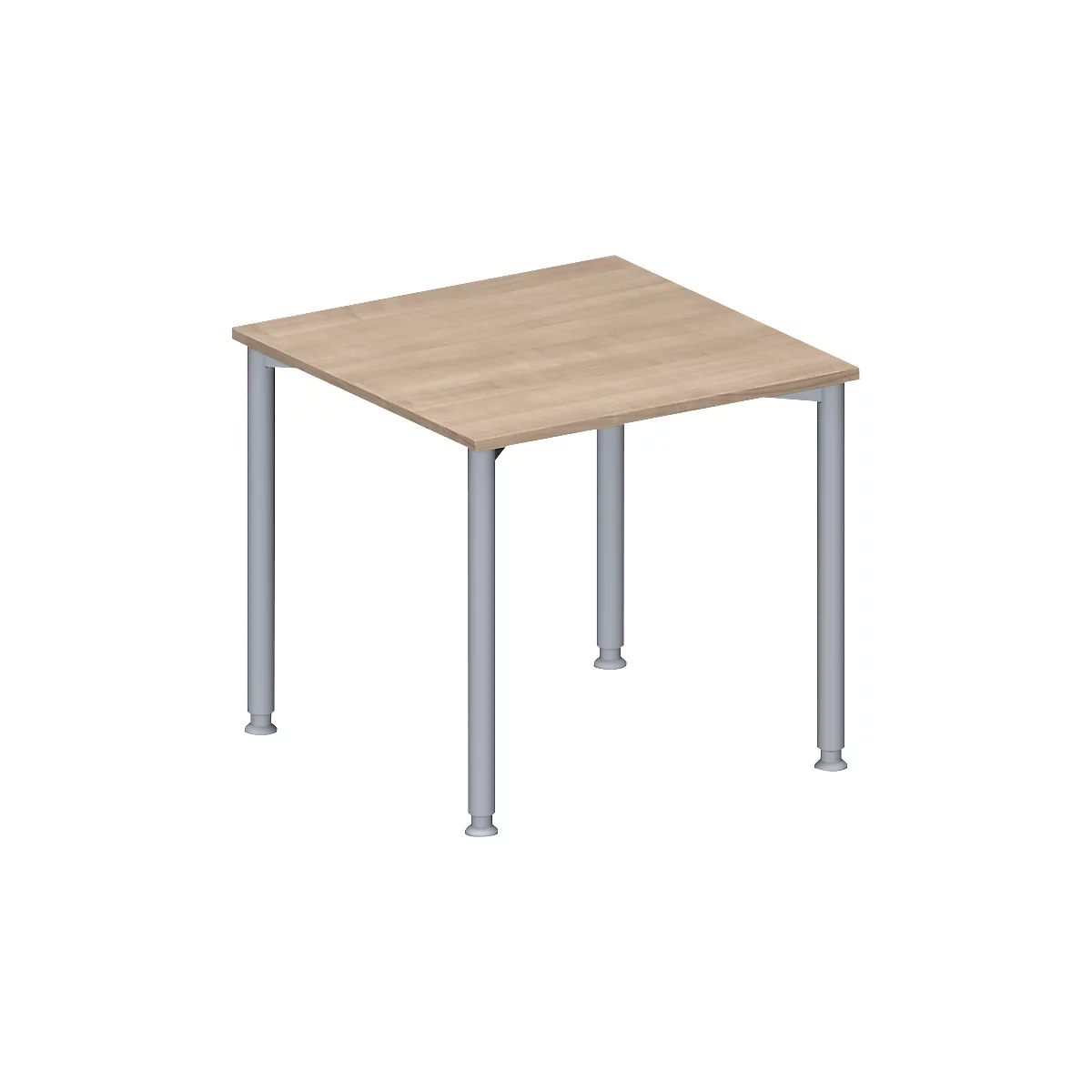 Schäfer Shop Genius Table de conférence MODENA FLEX, carrée, 4 pieds en tube rond, L 800 x P 800 x H 720-840 mm, décor chêne/aluminium blanc RAL 9006