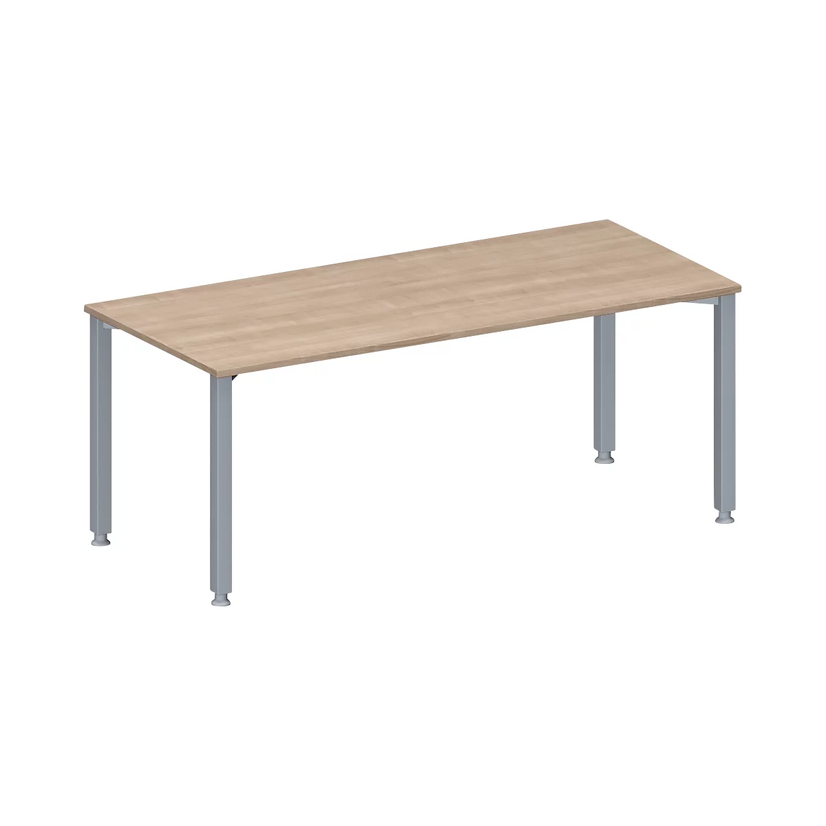 Schäfer Shop Genius Table de conférence MODENA FLEX, rectangulaire, 4 pieds en tube carré, L 1800 x P 800 x H 720-840 mm, décor chêne/aluminium blanc RAL 9006