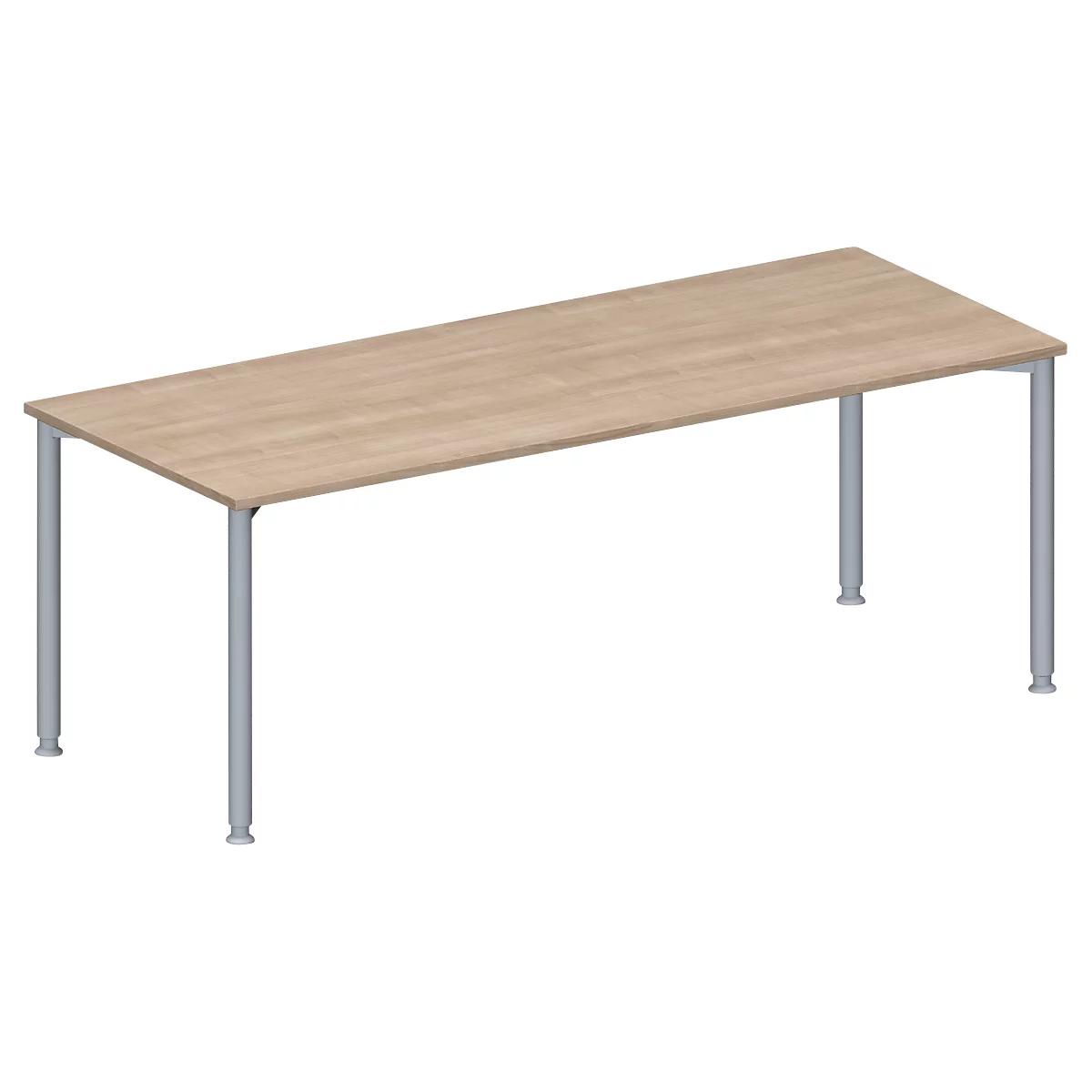 Schäfer Shop Genius Table de conférence MODENA FLEX, rectangulaire, 4 pieds en tube rond, L 2000 x P 800 x H 720-840 mm, décor chêne/aluminium blanc RAL 9006