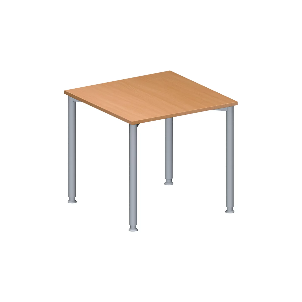 Schäfer Shop Genius Table de réunion MODENA FLEX, hauteur ajustable, en forme de carré, 4 pieds avec tubes ronds, l. 800 x P 800 mm, coloris hêtre 