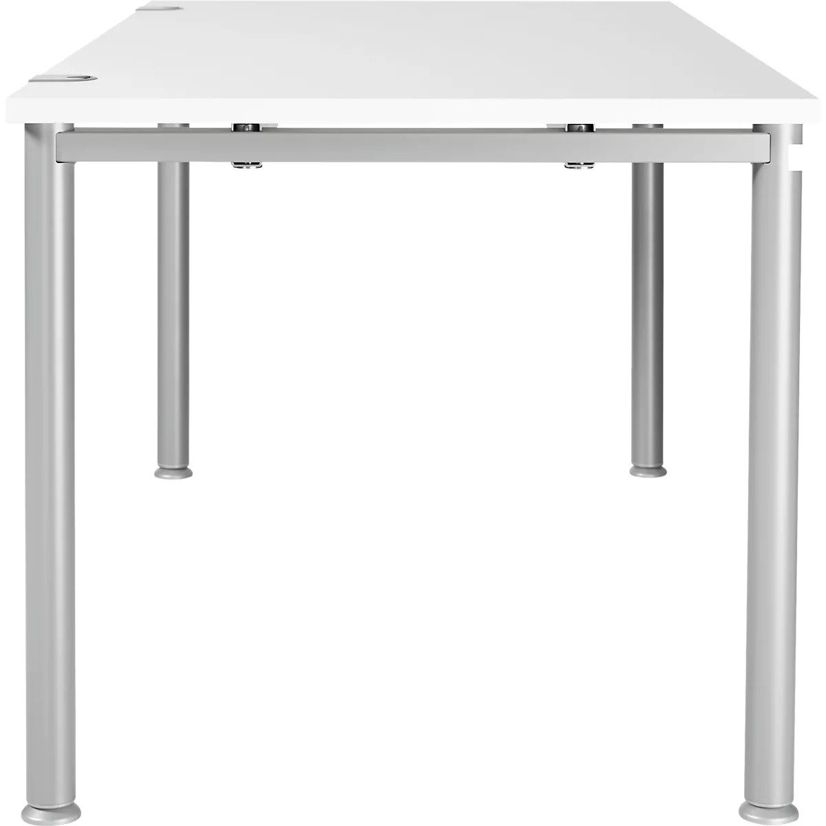 Schäfer Shop Genius Table de réunion MODENA FLEX, hauteur ajustable, en forme de carré, 4 pieds avec tubes ronds, l. 800 x P 800 mm, gris clair 