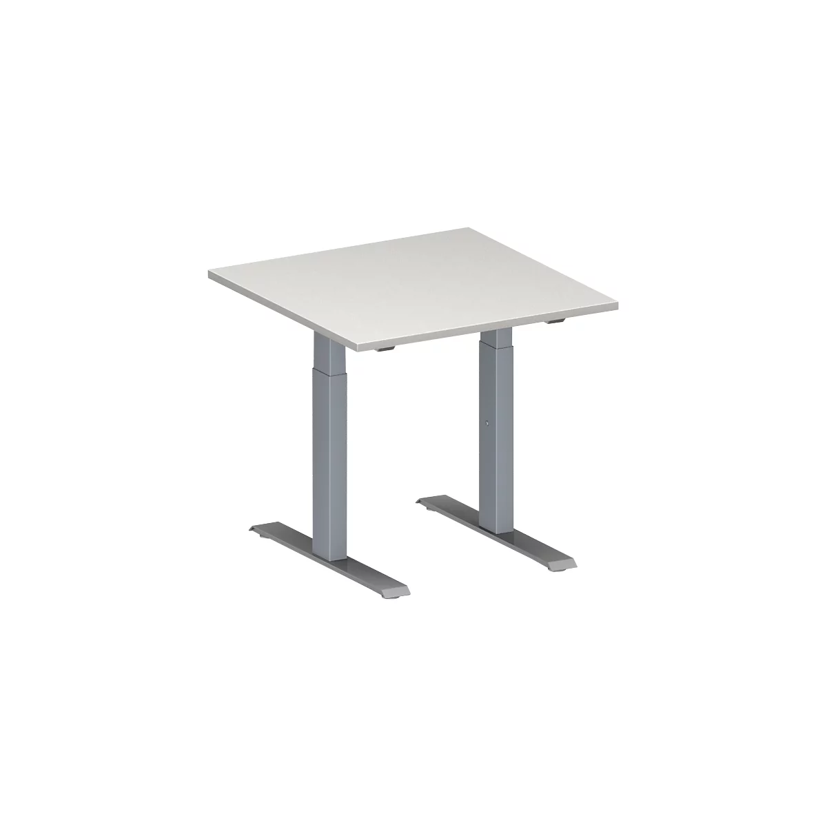 Schäfer Shop Genius Table de réunion MODENA FLEX, hauteur ajustable, en forme de carré, pieds en T avec tubes rectangulaires, l. 800 x P 800 mm, gris clair 