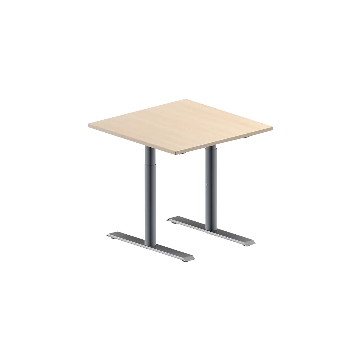 Schäfer Shop Genius Table de réunion MODENA FLEX, hauteur ajustable, en forme de carré, pieds en T avec tubes ronds, l. 800 x P 800 mm, coloris érable 