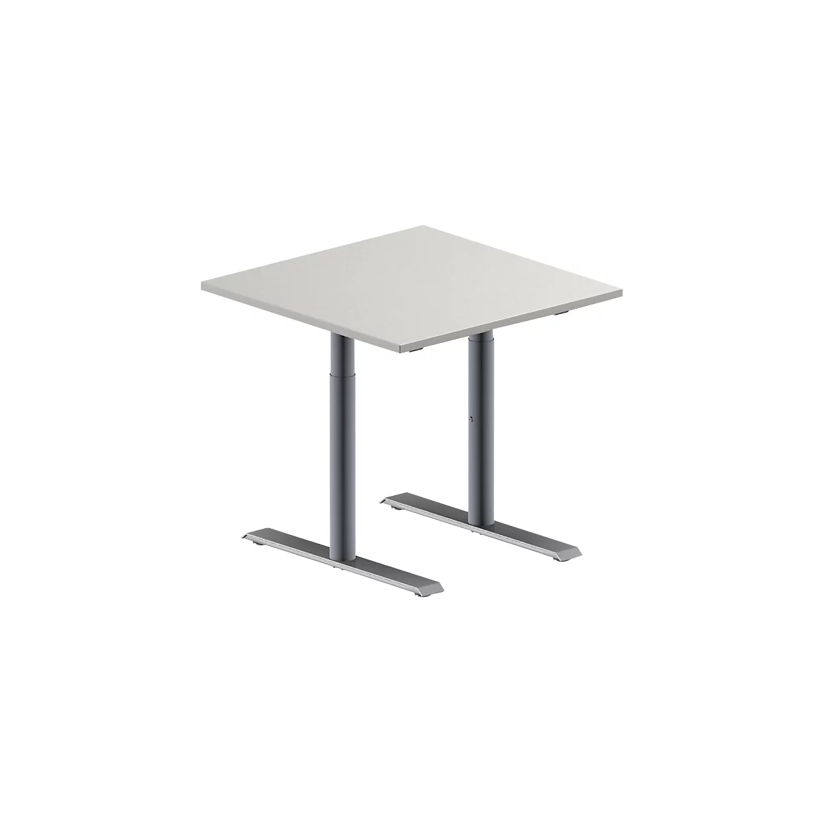 Schäfer Shop Genius Table de réunion MODENA FLEX, hauteur ajustable, en forme de carré, pieds en T avec tubes ronds, l. 800 x P 800 mm, gris clair 