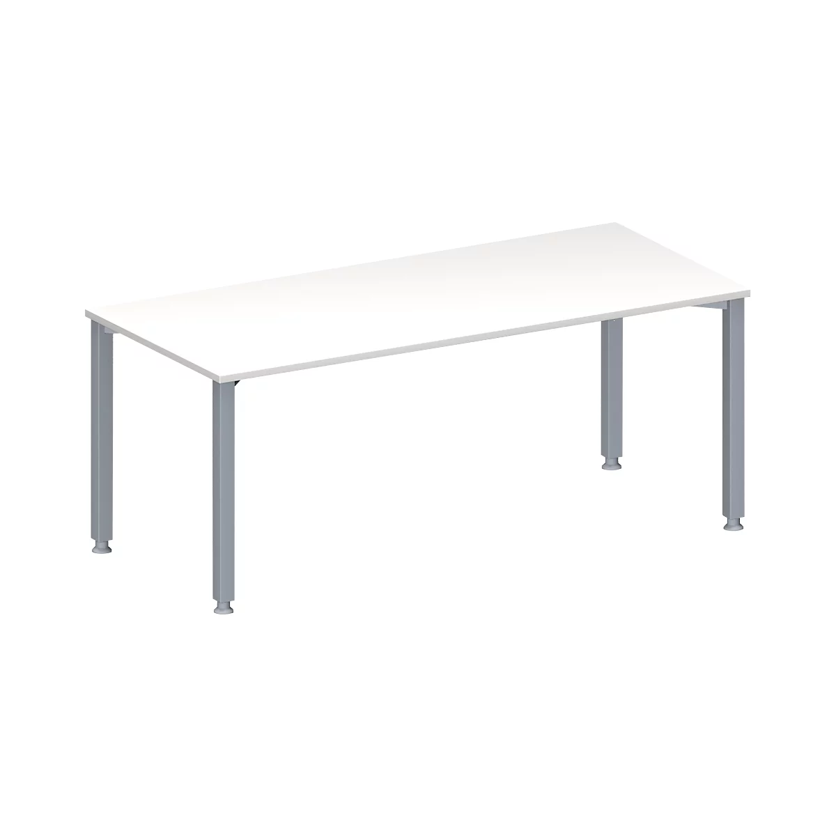 Schäfer Shop Genius Table de réunion MODENA FLEX, hauteur ajustable, en forme de rectangle, 4 pieds avec tubes carrés, l. 1800 x P 800 mm, blanc 