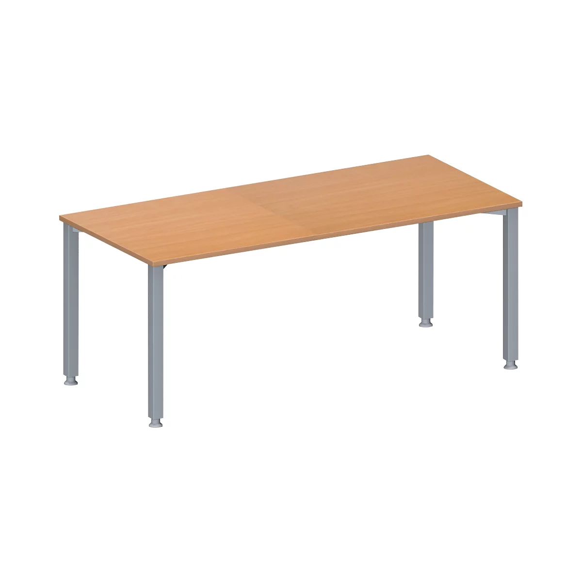 Schäfer Shop Genius Table de réunion MODENA FLEX, hauteur ajustable, en forme de rectangle, 4 pieds avec tubes carrés, l. 1800 x P 800 mm, coloris hêtre 