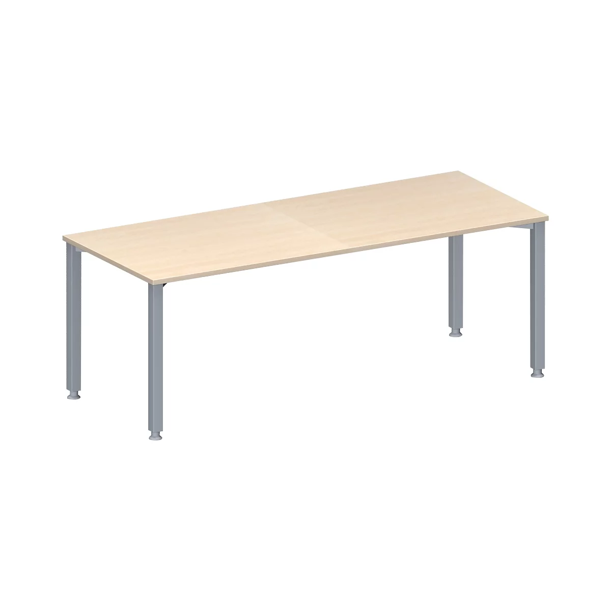 Schäfer Shop Genius Table de réunion MODENA FLEX, hauteur ajustable, en forme de rectangle, 4 pieds avec tubes carrés, l. 2000 x P 800 mm, coloris érable 