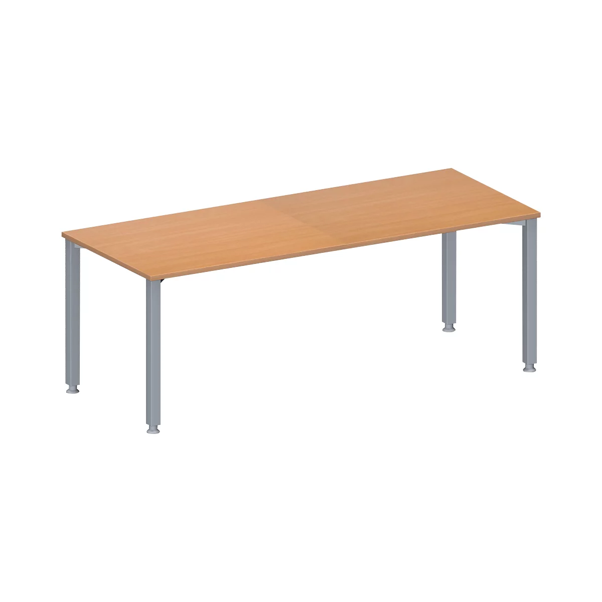 Schäfer Shop Genius Table de réunion MODENA FLEX, hauteur ajustable, en forme de rectangle, 4 pieds avec tubes carrés, l. 2000 x P 800 mm, coloris hêtre 