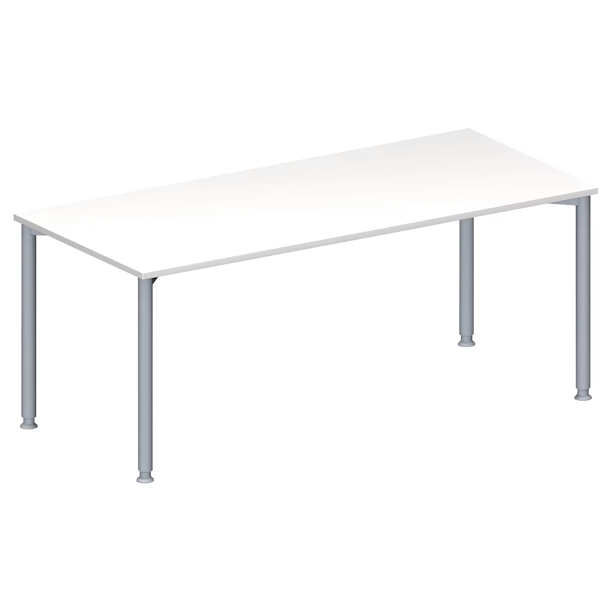 Schäfer Shop Genius Table de réunion MODENA FLEX, hauteur ajustable, en forme de rectangle, 4 pieds avec tubes ronds, l. 1800 x P 800 mm, blanc 