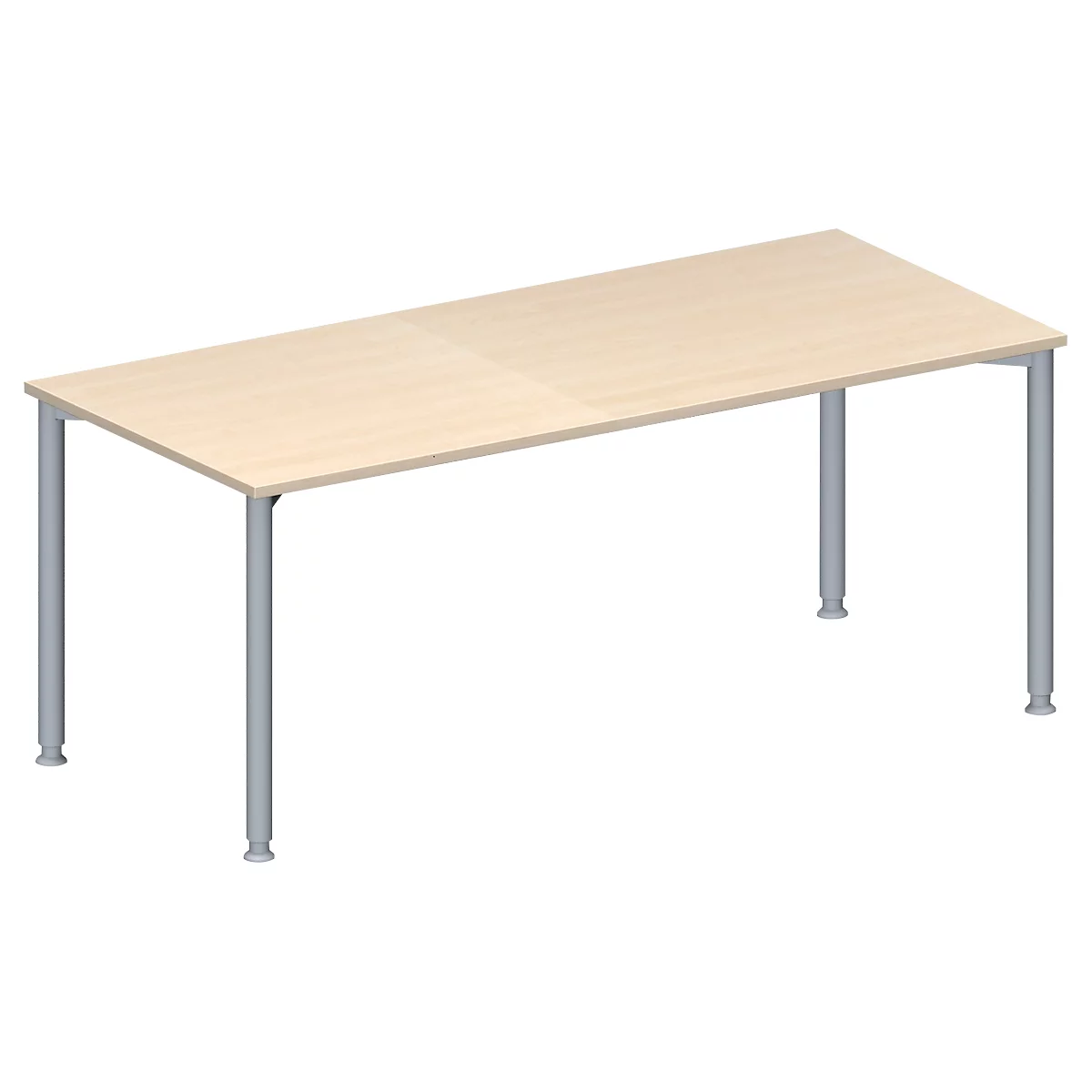 Schäfer Shop Genius Table de réunion MODENA FLEX, hauteur ajustable, en forme de rectangle, 4 pieds avec tubes ronds, l. 1800 x P 800 mm, coloris érable 