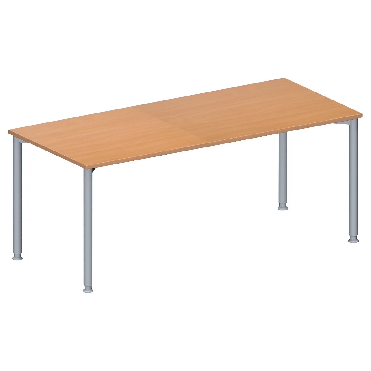 Schäfer Shop Genius Table de réunion MODENA FLEX, hauteur ajustable, en forme de rectangle, 4 pieds avec tubes ronds, l. 1800 x P 800 mm, coloris hêtre 