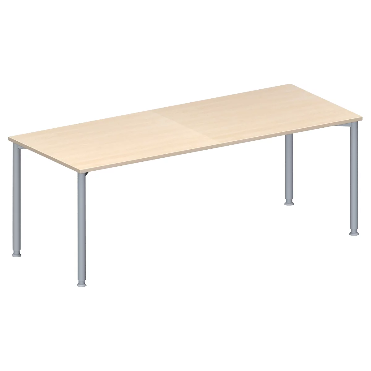 Schäfer Shop Genius Table de réunion MODENA FLEX, hauteur ajustable, en forme de rectangle, 4 pieds avec tubes ronds, l. 2000 x P 800 mm, coloris érable 